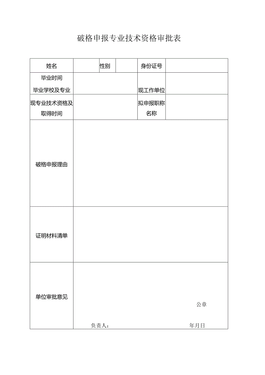 破格申报专业技术资格审批表.docx_第1页