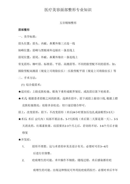 医疗美容面部整形专业知识课件.docx