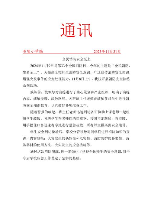 开展全国消防日主题活动简报.docx