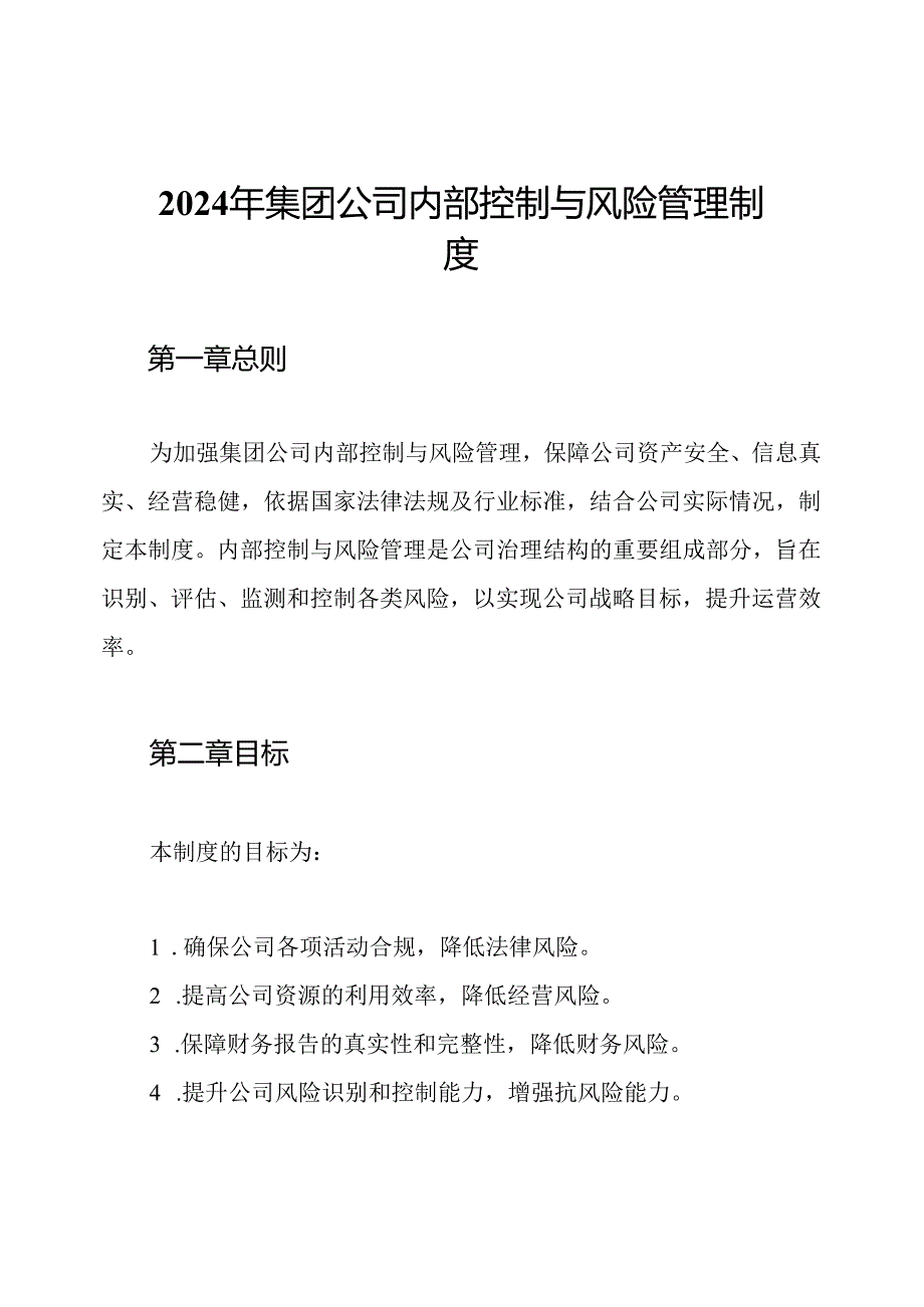 2024年集团公司内部控制与风险管理制度.docx_第1页
