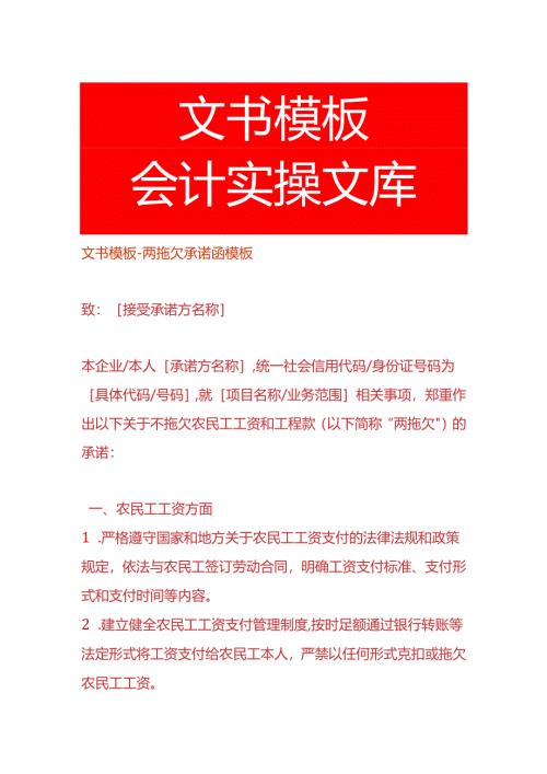 文书模板-两拖欠承诺函模板.docx