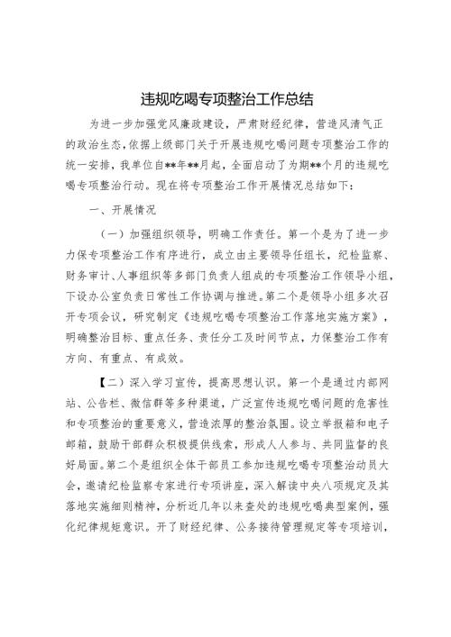 违规吃喝专项整治工作总结.docx