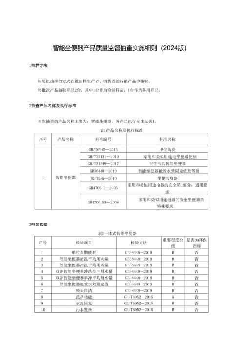 智能坐便器产品质量监督抽查实施细则.docx