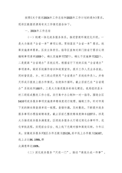 数据资源管理局2024年工作总结和2025年工作计划.docx