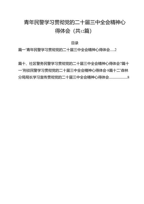 青年民警学习贯彻党的二十届三中全会精神心得体会范文12篇（最新版）.docx