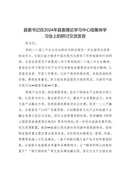 县委书记在2024年县委理论学习中心组集体学习会上的研讨交流发言.docx