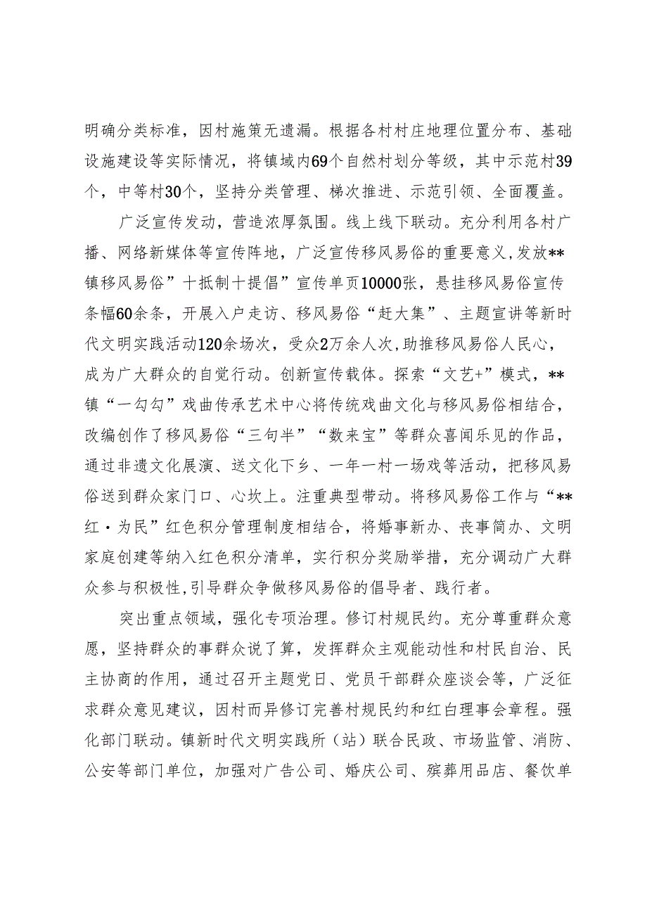 在2024年全市移风易俗暨新时代文明实践工作现场推进会上的汇报发言、农村精神文明建设推进会上的汇报发言.docx_第2页