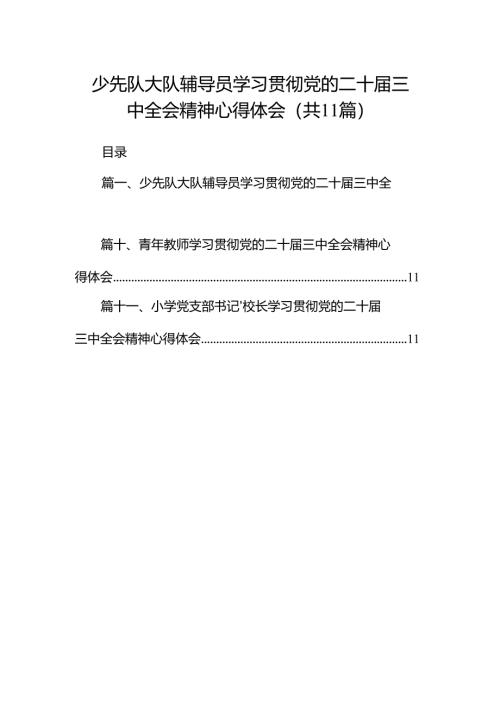 （11篇）少先队大队辅导员学习贯彻党的二十届三中全会精神心得体会（精选）.docx