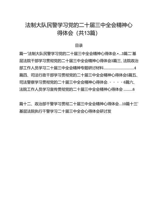 （13篇）法制大队民警学习党的二十届三中全会精神心得体会范文.docx