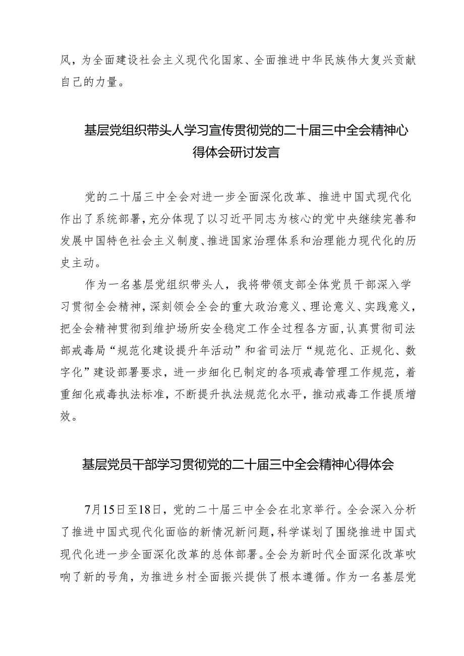 基层干部学习党的二十届三中全会精神心得体会研讨发言（共三篇）.docx_第2页