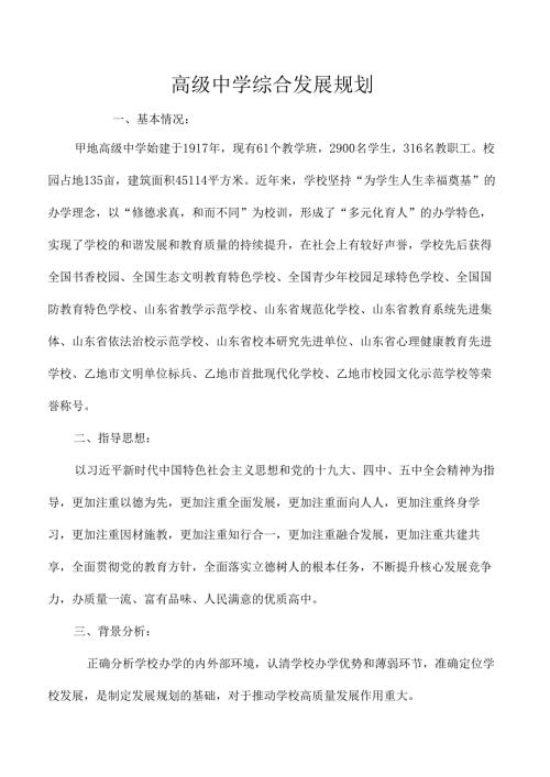 高级中学综合发展规划.docx