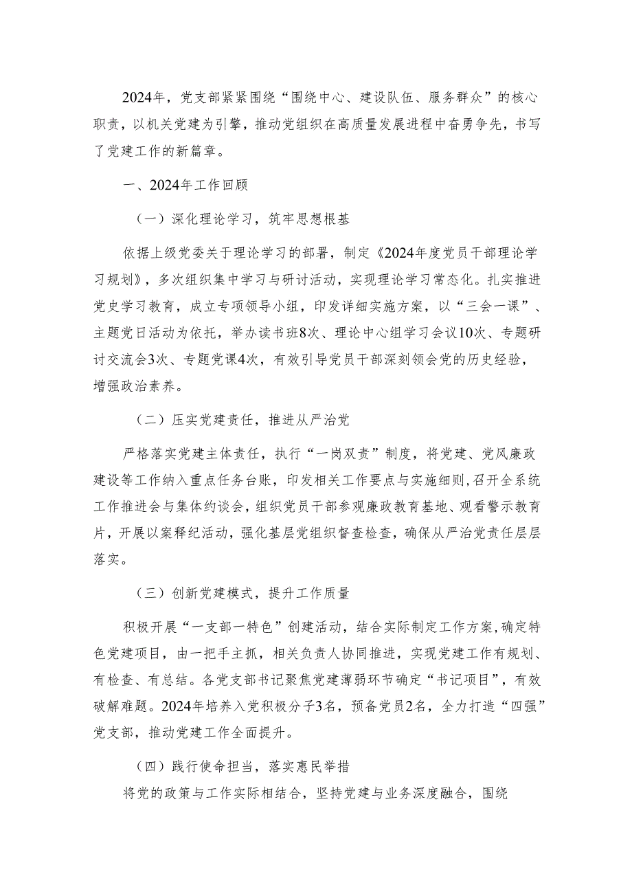 2024党支部党建工作总结暨2025年工作思路（精选）.docx_第2页