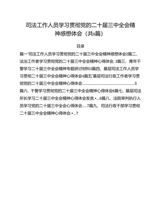 司法工作人员学习贯彻党的二十届三中全会精神感想体会9篇（精选版）.docx