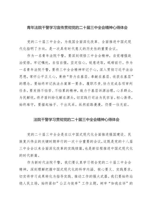 青年法院干警学习宣传贯彻党的二十届三中全会精神心得体会5篇（精选版）.docx