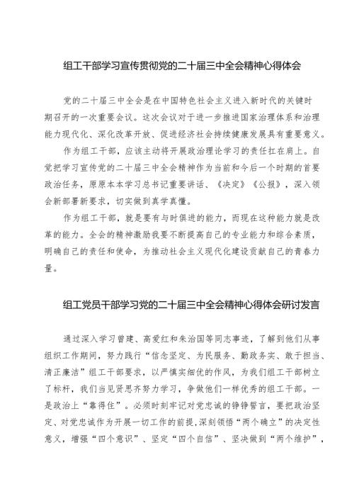 (四篇)组工干部学习宣传贯彻党的二十届三中全会精神心得体会（精选）.docx