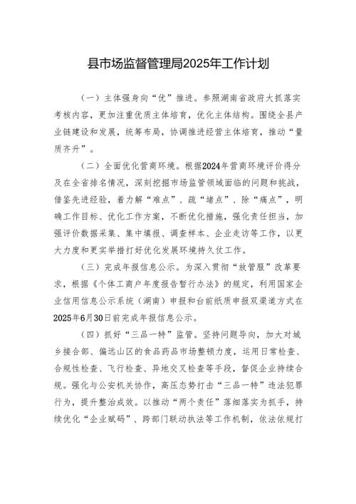 县市场监督管理局2025年工作计划(20241120).docx