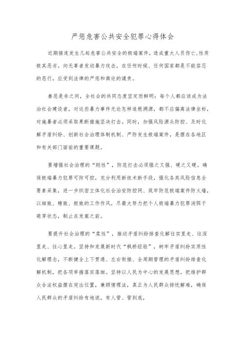 严惩危害公共安全犯罪心得体会.docx