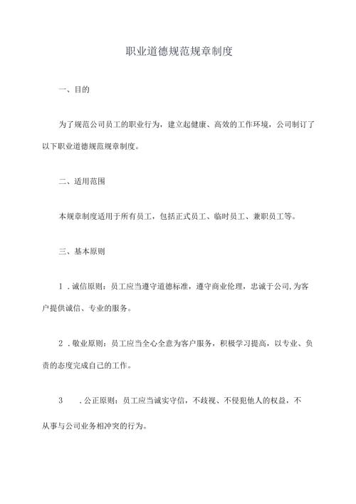 职业道德规范规章制度.docx