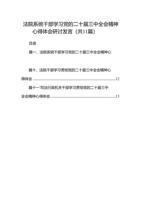 （11篇）法院系统干部学习党的二十届三中全会精神心得体会研讨发言范文.docx