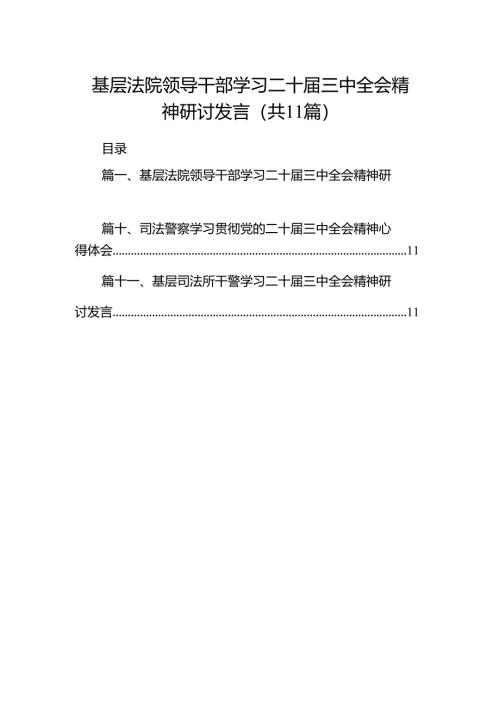 （11篇）基层法院领导干部学习二十届三中全会精神研讨发言（详细版）.docx