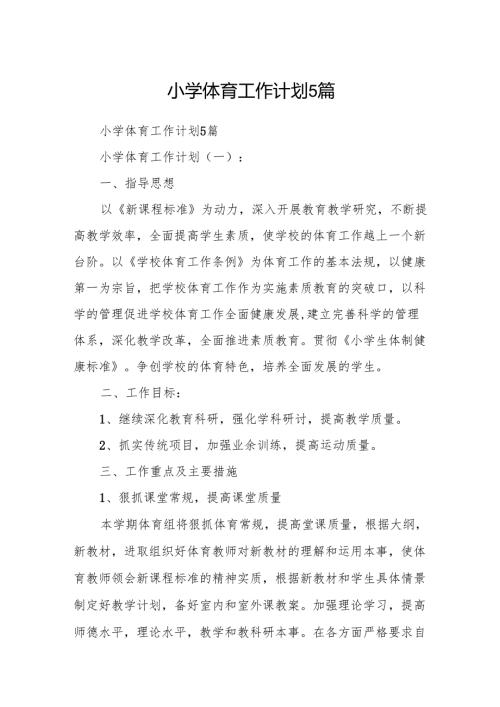 小学体育工作计划5篇.docx