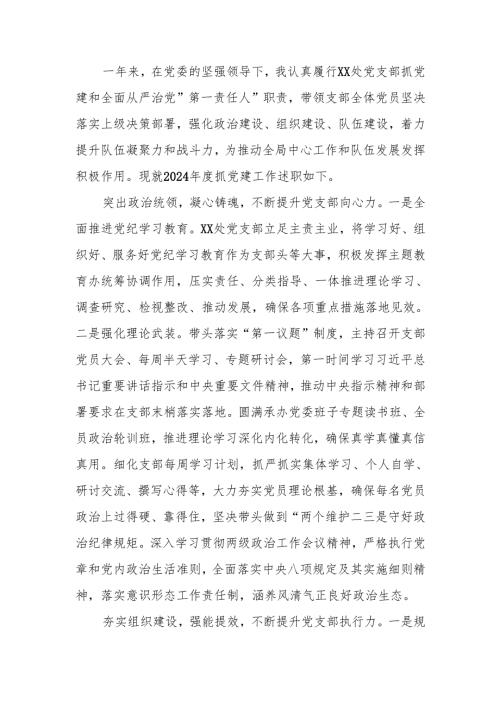 2024年度党支部书记抓党建工作述职报告.docx