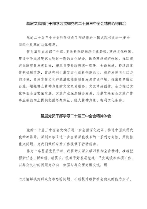 基层文旅部门干部学习贯彻党的二十届三中全会精神心得体会(精选三篇).docx