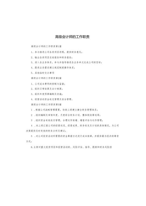 高级会计师的工作职责.docx