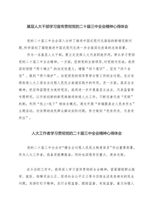 (四篇)基层人大干部学习宣传贯彻党的二十届三中全会精神心得体会范文.docx