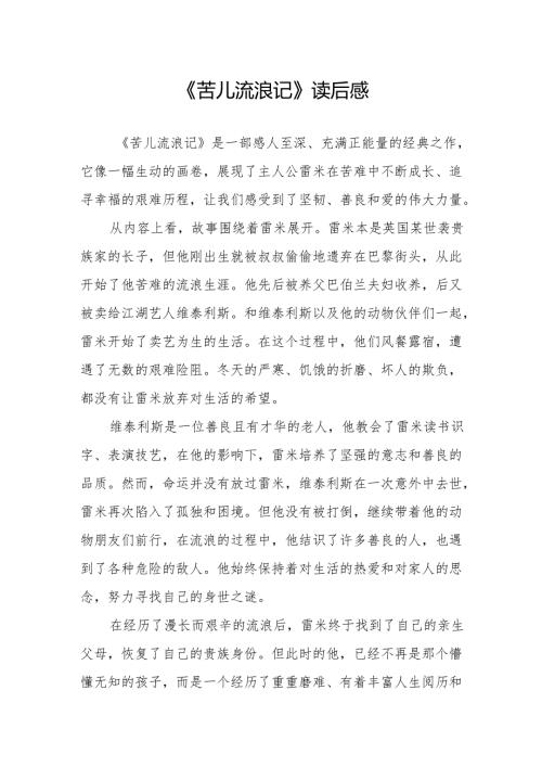 《苦儿流浪记》读后感.docx