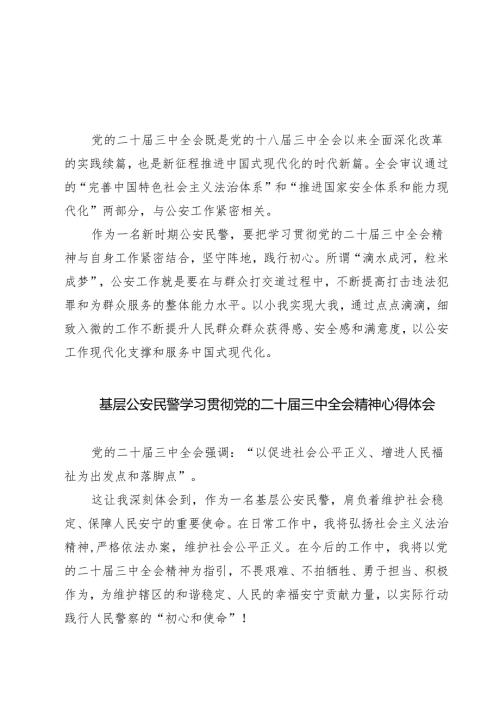 (四篇)公安民警学习党的二十届三中全会精神心得体会专题资料.docx