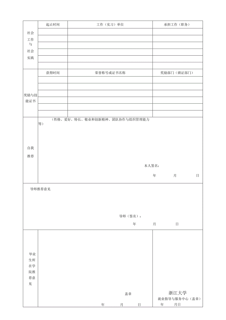 浙江大学2006届毕业研究生就业推荐表.docx_第2页