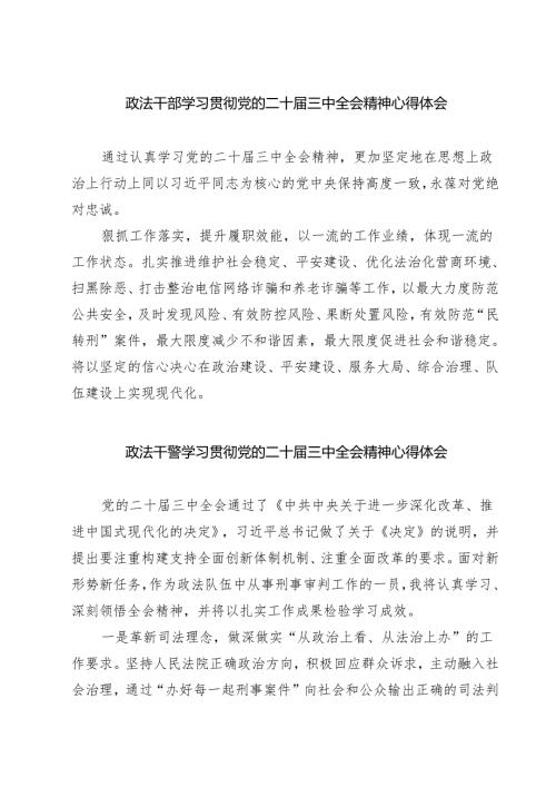 (四篇)政法干部学习贯彻党的二十届三中全会精神心得体会.docx