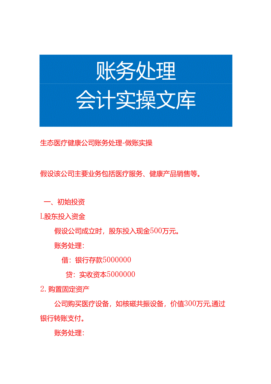 生态医疗健康公司账务处理-做账实操.docx_第1页