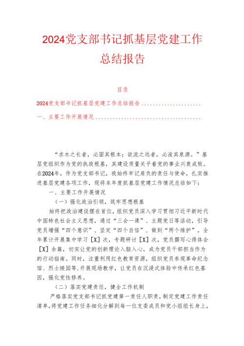 2024党支部书记抓基层党建工作总结报告.docx