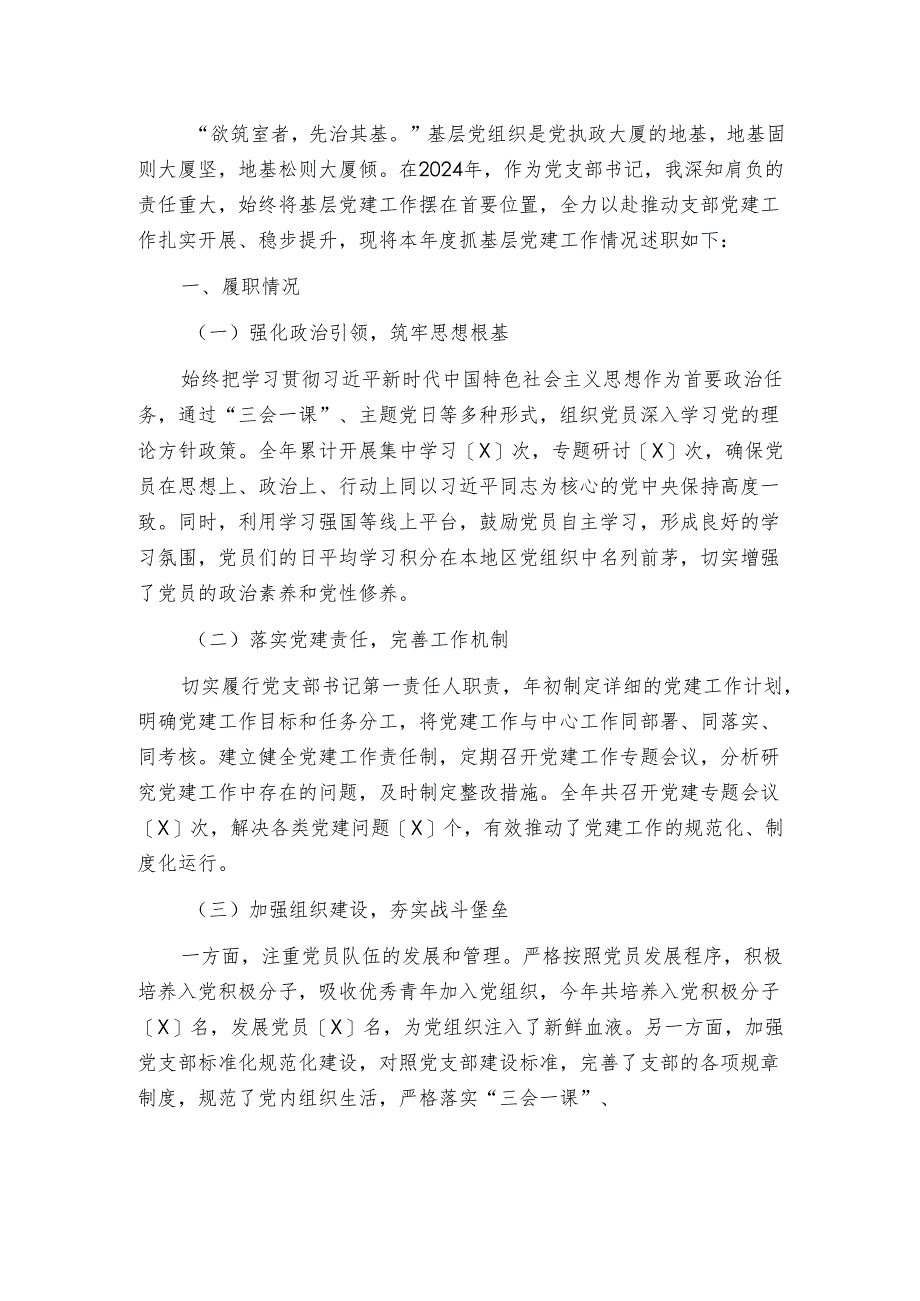 2024年党支部书记抓基层党建工作述职报告.docx_第2页