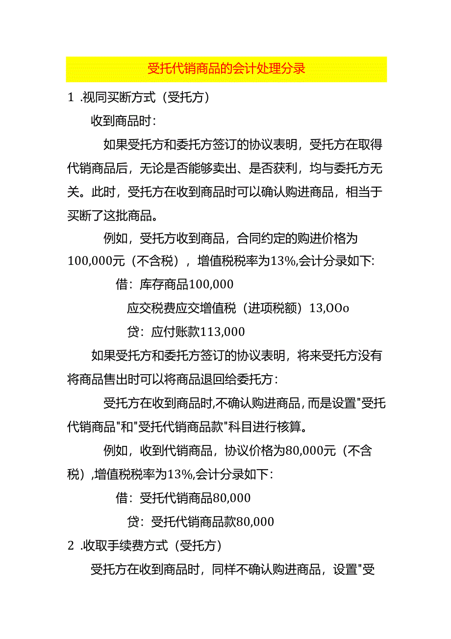 受托代销商品的会计处理分录.docx_第1页