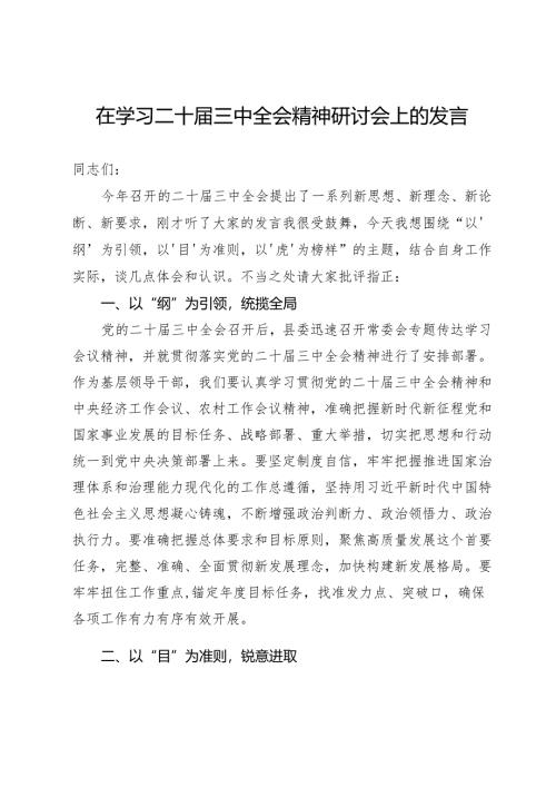 在学习二十届三中全会精神研讨会上的发言.docx