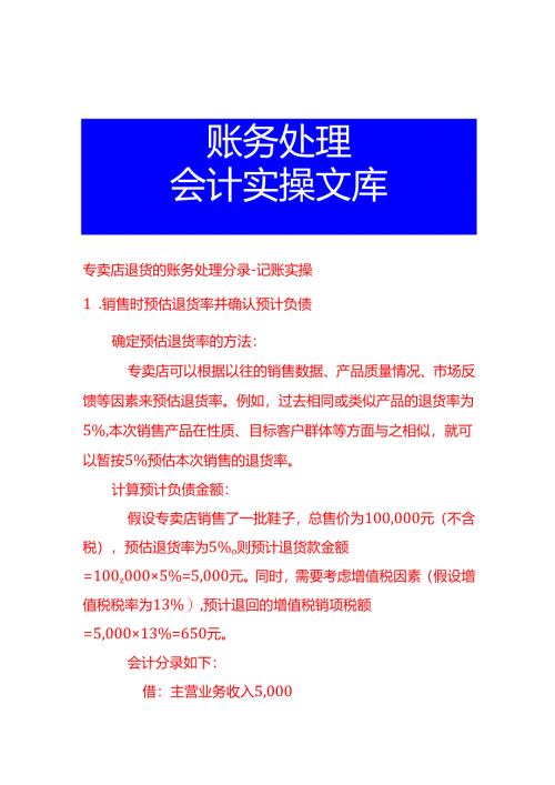 专卖店退货的账务处理分录-记账实操.docx