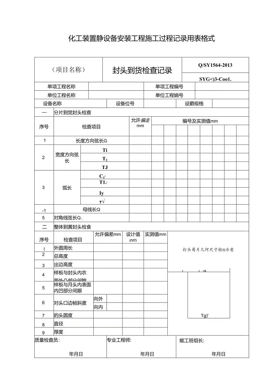 化工装置静设备安装工程施工过程记录用表格式.docx_第1页