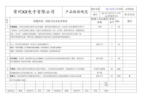贴片电容进货检验标准.docx