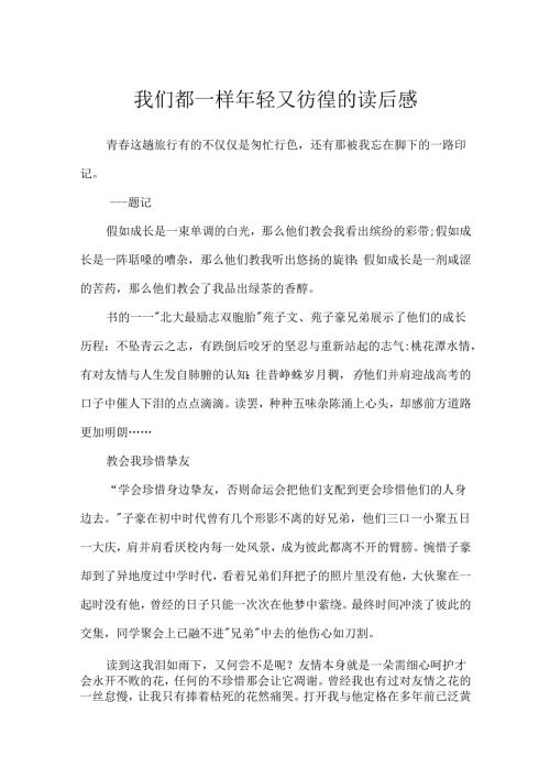 我们都一样年轻又彷徨的读后感.docx
