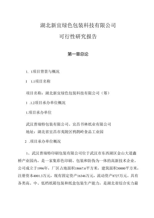 湖北新宜绿色包装科技有限公司可行性研究报告.docx