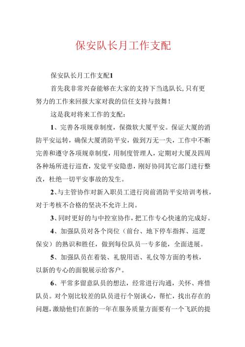 保安队长月工作计划.docx