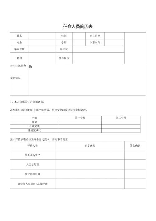 任命人员简历表.docx
