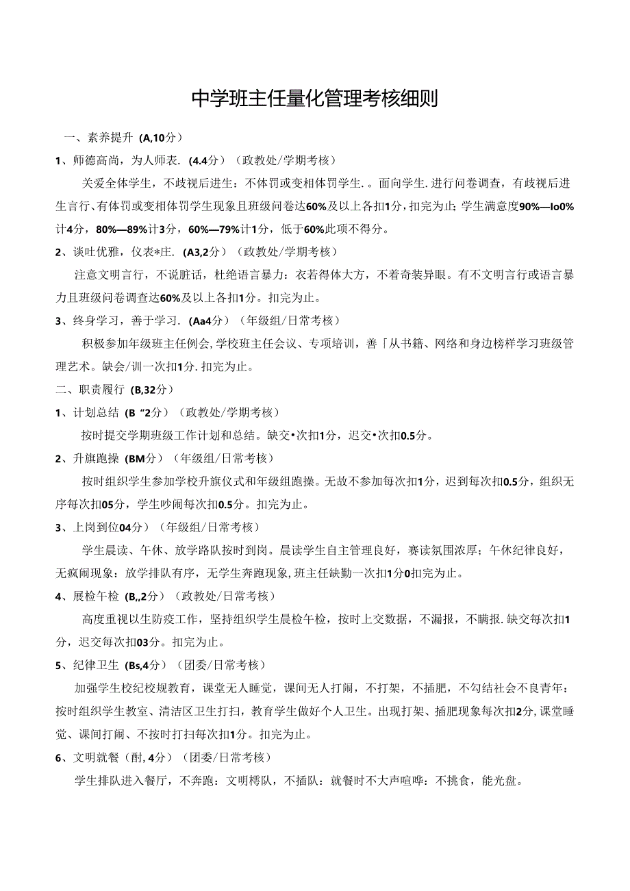 中学班主任量化管理考核细则.docx_第1页