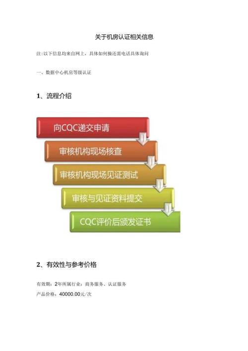 关于机房认证相关信息.docx