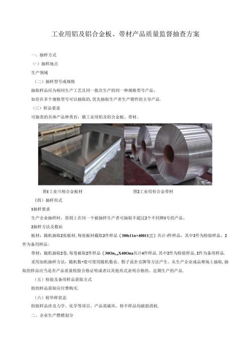 工业用铝及铝合金板、带材产品质量监督抽查方案.docx
