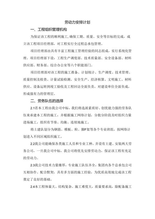 劳动力安排计划.docx