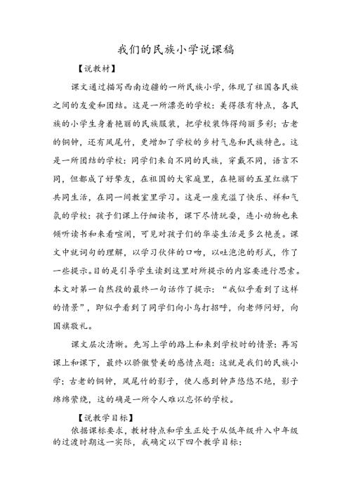 我们的民族小学说课稿.docx